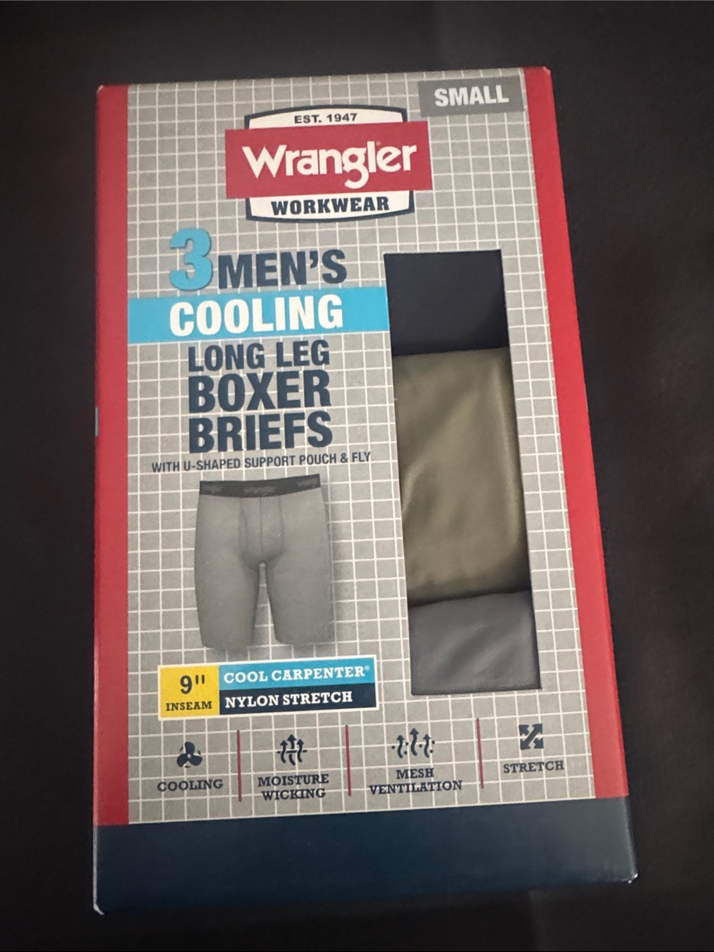 Wrangler Men's Boxer Briefs 3-Pack - Olive, Gray, Navy